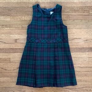Lands' End Pleated Jumper in Red, Blue, and Green Tartan / Plaid